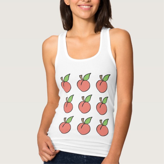 Peach w/ green leaf Pattern Tank Top (Vorderseite)