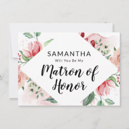 Peach Wasserfarbe Matron of Honorar Vorschlag Card