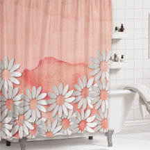 Peach Wasserfarbe und weiße Blume