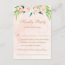 Peach Watercolor and Floral Wedding RSVP