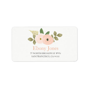 Peach Watercolor Blume Quinceanera Adressetikett