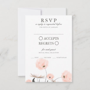 Peach Watercolor Dandelion Wedding carte RSVP