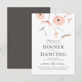 Peach Watercolor Dandelion Wedding Reception Card Einladung