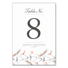 Peach Watercolor Dandelion Wedding Table Card Tischnummer