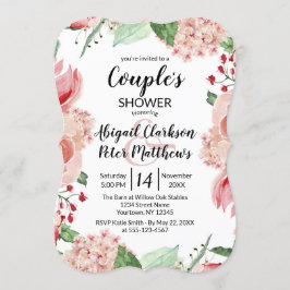 Peach Watercolor Floral Paare Polterabend Einladung