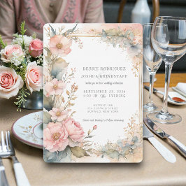 Peach Watercolor Floral Wedding Invitation  Einladung