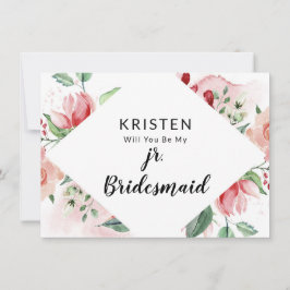 Peach Watercolor Jr. Bridesmaid Vorschlag Card