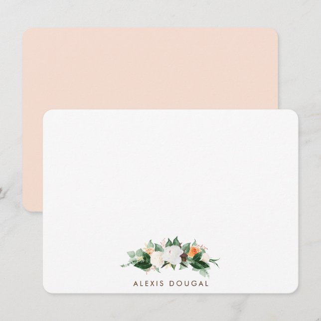 Peach Watercolor Personalisiert Stationierung Mitteilungskarte (Vorne/Hinten)