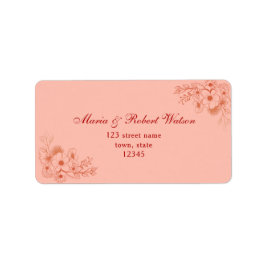 Peach Wedding Address Adressaufkleber