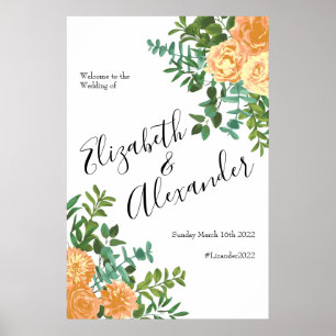 Peach Wedding Classic Floral Rose Poster