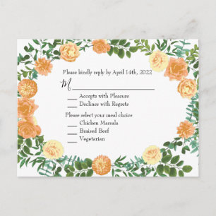 Peach Wedding Classic Floral Rose Postkarte