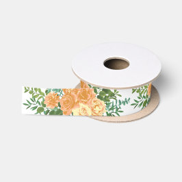Peach Wedding Classic Floral Rose Satinband