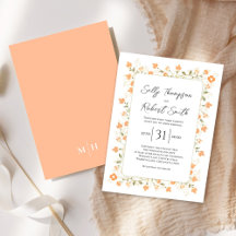 Peach Wedding Elegant Calligraphy Script floral