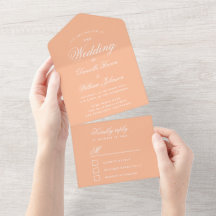 Peach Wedding Elegantes Script Moderne UAWG