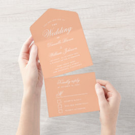 Peach Wedding Elegantes Script Moderne UAWG All In One Einladung