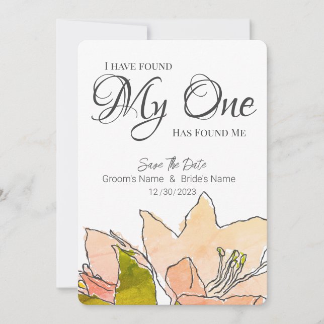 Peach Wedding Floral Save the Date (Vorderseite)