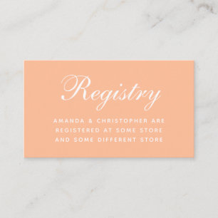 Peach Wedding Registry Calligraphy Enclosure Card Begleitkarte