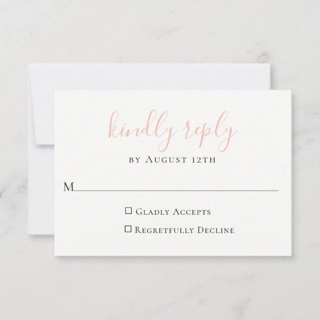 Peach Wedding RSVP Card Karte (Vorderseite)