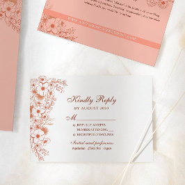 Peach Wedding RSVP Karte