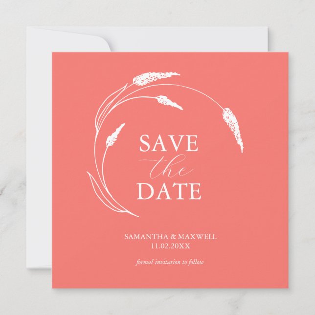 Peach Wedding Save The Date Templates Einladung (Vorderseite)