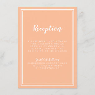 Peach Wedding Simple Modern Empfang Traditionell Begleitkarte