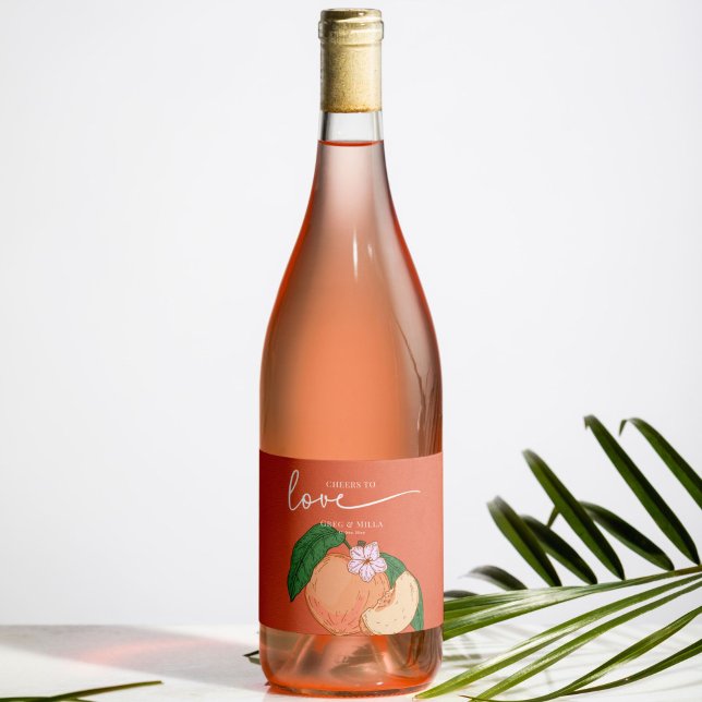 Peach Wedding Wine Label Individuelle Gefallen Weinetikett (Von Creator hochgeladen)