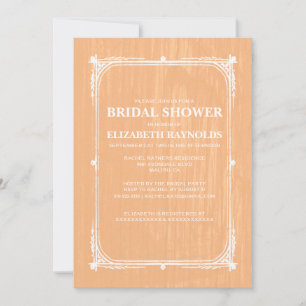 Peach Western Barn Wood Bridal Dusche Einladungen