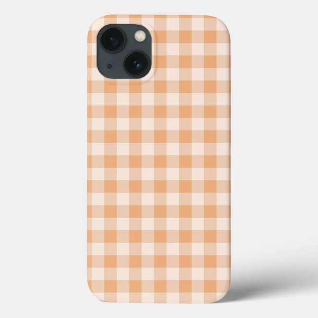 Peach White Checkered Gingham Pattern Case-Mate iPhone Hülle (Rückseite)