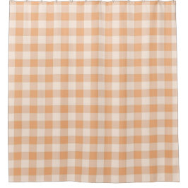 Peach White Checkered Gingham Pattern Duschvorhang