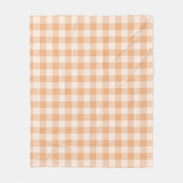 Peach White Checkered Gingham Pattern Fleecedecke