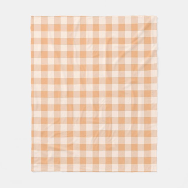 Peach White Checkered Gingham Pattern Fleecedecke (Vorderseite)
