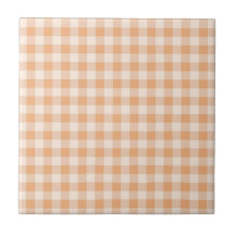 Peach White Checkered Gingham Pattern