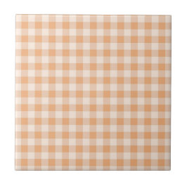 Peach White Checkered Gingham Pattern Fliese