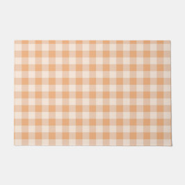 Peach White Checkered Gingham Pattern Fußmatte