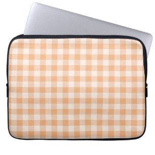 Peach White Checkered Gingham Pattern Laptopschutzhülle