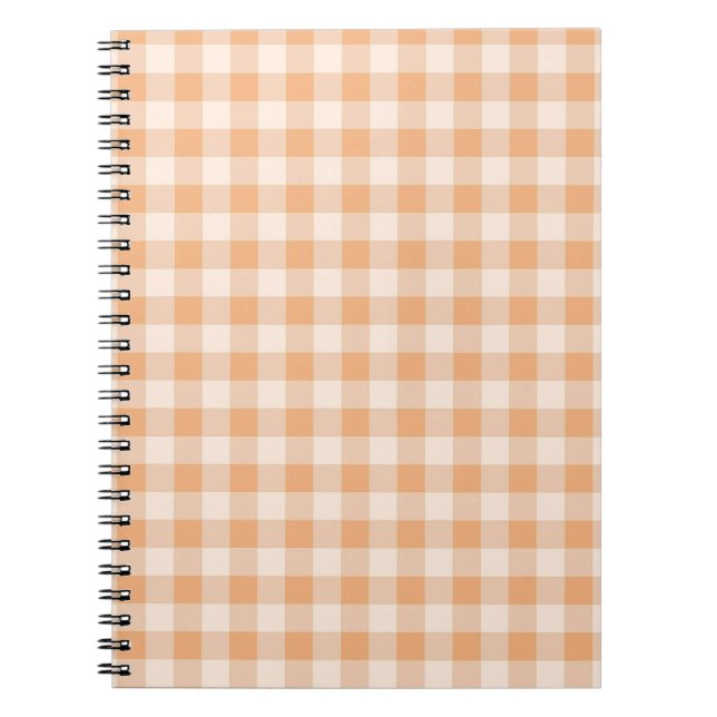 Peach White Checkered Gingham Pattern Notizblock (Vorderseite)