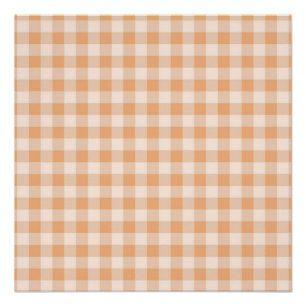 Peach White Checkered Gingham Pattern Poster