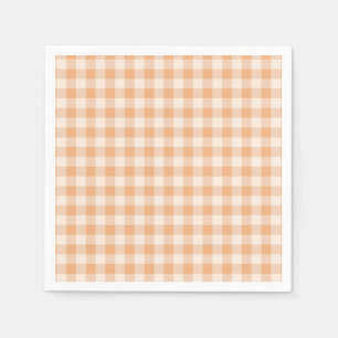 Peach White Checkered Gingham Pattern Serviette