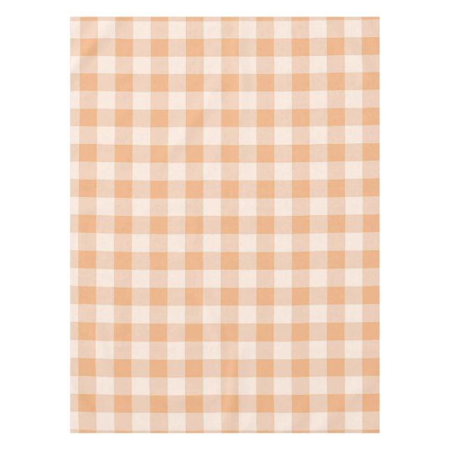 Peach White Checkered Gingham Pattern Tischdecke (Vorderseite)