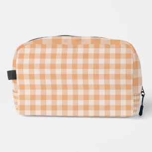 Peach White Checkered Gingham Pattern Waschbeutel