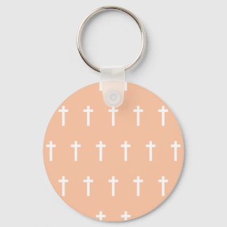 Peach White Crosses Schlüsselanhänger