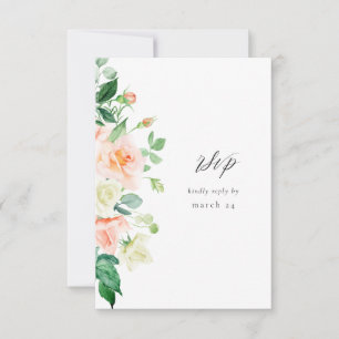 Peach & White Floral w Meal UAWG V3 RSVP Karte