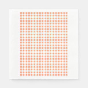 Peach White Gingham Pattern Serviette