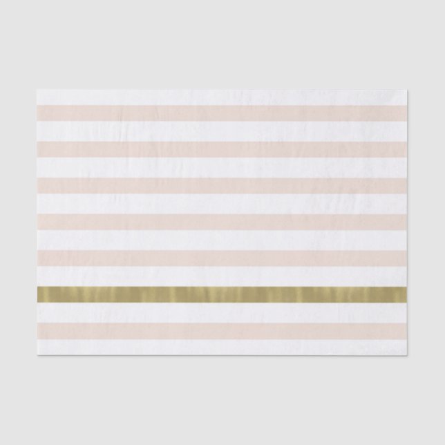 Peach White Gold Streifen Seidenpapier (Vorderseite)