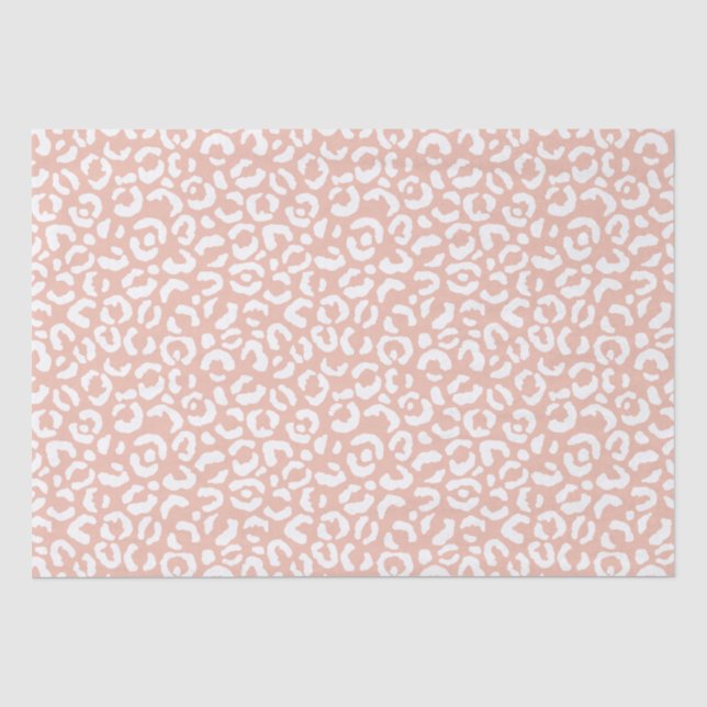 Peach White Leopard Print Seidenpapier (Vorderseite)