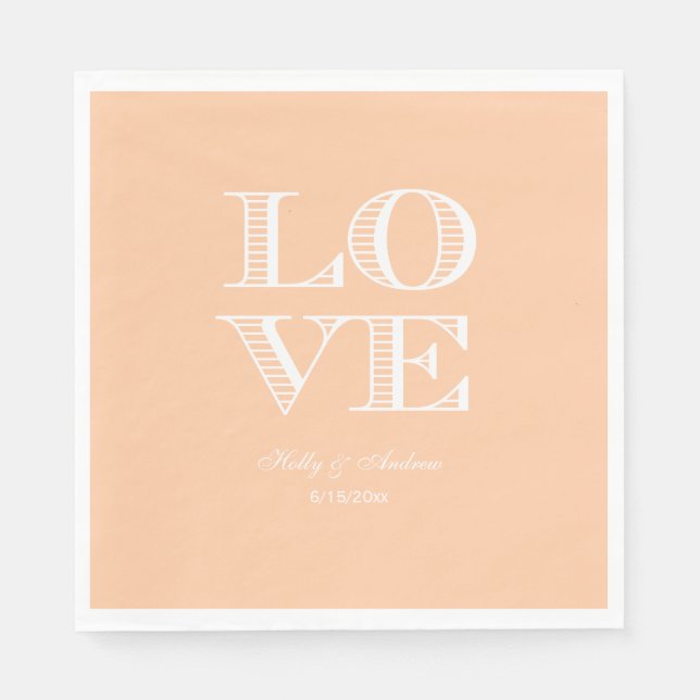 Peach, White LIEBE Napkins Serviette (Vorderseite)