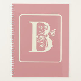 Peach White Monogram Initials Name minimalist 2024 Planer