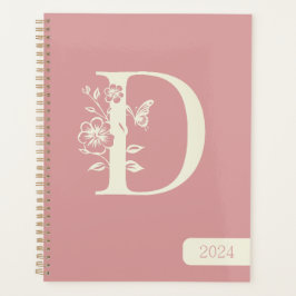 Peach White Monogram Initials Name minimalist 2024 Planer