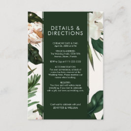 Peach White Peonies & Green Blätter Floral Wedding Begleitkarte