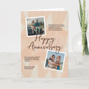 Peach & White Romantische Jubiläum Falten Begrüßun Karte